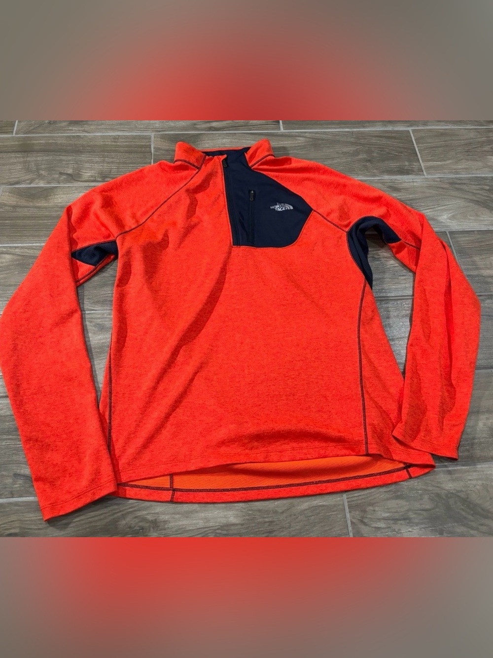 The North Face Jacket Orange Blue 1/2 Zip Men's Long Sleeve Size Large Flash Dry